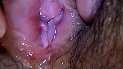 Asian wife's close-up wet pussy shot during solo sex acts