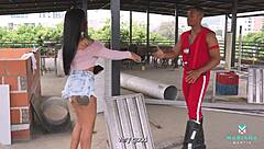 worker with bbc seduces me on the terrace while husband is away - mariana martix