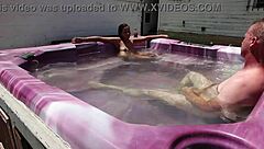 dayanara in the hot tub again