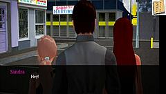 A young red-haired girl gets some family fun with her stepson and his friends