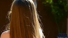 Petite Milf Model Melissa Lori Performs Sexy Outdoor Striptease Showing Shaved Pussy