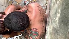 Watch this trans get fucked in a risky place, almost caught!