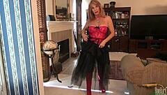 mature lady rae hart in dress for halloween holiday