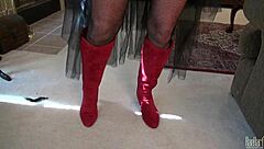 mature lady rae hart in dress for halloween holiday