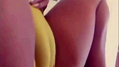 teens in stockings twerk their big asses in a group threesome.