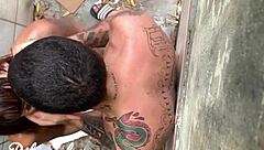 Watch this trans get fucked in a risky place, almost caught!