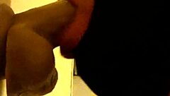 I see gay guy deepthroat dildo in hood