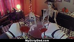 Stepdaughter Tricks Papa With Bent Over Licking And Taboo Fucking