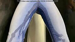 teen feet in shower squirting golden shower on face