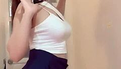 Miu shows her smooth white skin and big tits