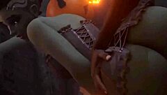 This is a 3D animated porn movie with a beautiful woman who likes to have sex with big cocks