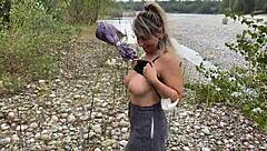 Busty Milf Almost Caught Fucking By The River In Outdoor Doggystyle