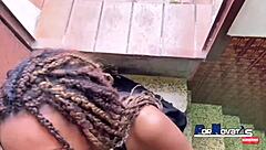 Beautiful Colombian teen gets big cock on terrace