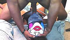 ebony shae devours jay's big black cock with deepthroat, blowjob, and ball licking in part one