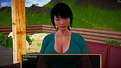 in my new family game, teen redhead milf with big tits and ass plays erotically