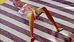 young teen in stockings indulges in solo masturbation in 3d