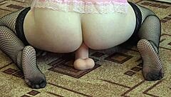 Anal Masturbation With Big Rubber Dick In Stockings