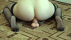 Anal Masturbation With Big Rubber Dick In Stockings