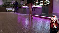 Cheating Wife Flirts Outdoors in Fishnets, Hentai Style