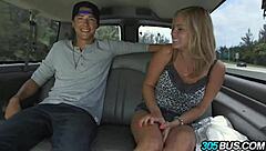 blonde with big natural tits gets creampied on public bus