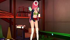 Pink Hair Girl First Time In 3D