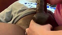 Real dick eater with interracial big cock close up