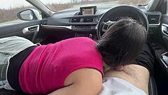 Student Sucks Cock in Car After Intense Study Session