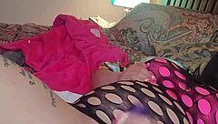 Squirt girl on water pole, wet and horny