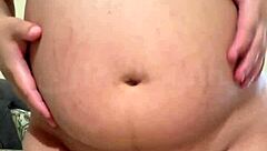 Horny pregnant wife with big natural tits on webcam