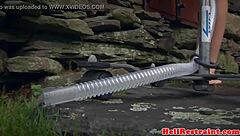 Ginger sub feels the sting of outdoor punishment