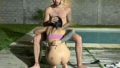 A night of passion in the garden with a hot and steamy piss scene