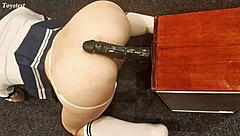 Petite Asian Teen Rides Big Black Dildo