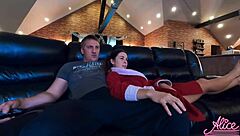 i watchin tv while this busty teen suck my cock then fuck me hard in doggystyle n cowgirl, cummin in her mouth after