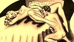 Hot erotic illustrations from the past with hairy and anime style women
