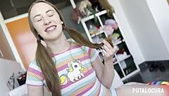 Teen 18+ Ukrainian Emma Fantasy seduces Torbe and swallows his cum in bedroom