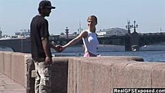 russian blonde olga encounters bbc on her jog
