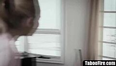 Blonde teen stepdaughter feels overwhelming passion and confusion while deepthroating and fucking her old stepmom and boyfriend to prove her lesbian identity