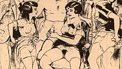 Vintage erotic illustration from antique hentai anime