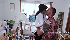 Artist, why are you barking orders at the intern while freeusing the ebony muse