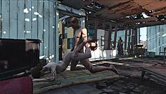 In Fo4 Sanctuary, a wild cartoon brunette gets into intense hentai action.