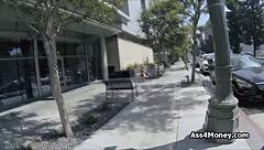 Teen barista spreads wide for cash and cock in public