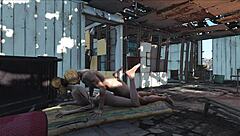 In Fo4 Sanctuary, a wild cartoon brunette gets into intense hentai action.