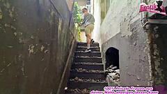 Skinny German girl gets caught having sex in public with friend’s help