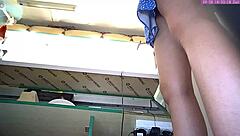 sexy blonde step sister, what are you flashing under your dress at work?