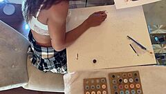 Sexy Brunette Milf Gives Handjob Leading to Cumshot