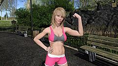 katia john trains with blonde teen, staring at her big tits and ass.