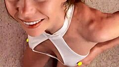 A huge facial load made horny beauty happy this morning pov