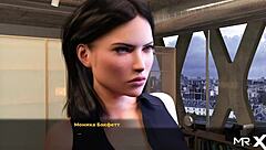 She shows her ass to the boss in hentai anime.