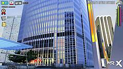 She shows her ass to the boss in hentai anime.