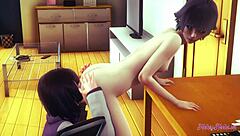 Boruto Naruto Hentai 3D: Himawari and Hinata in Squirting Cunnilingus Action